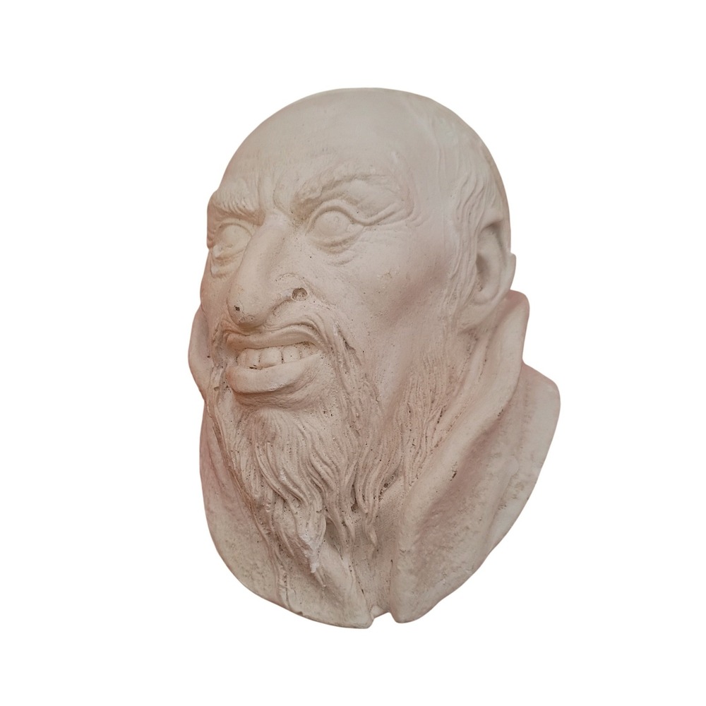 Plaster Bearded Man Wall Mask Small Off-White Gothic Academia Decor